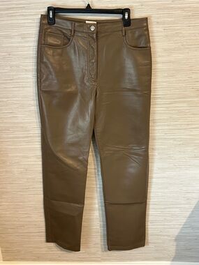 Wilfred Aritzia Melina Pants Faux Leather Light Brown Pants Size 10 Style 81518